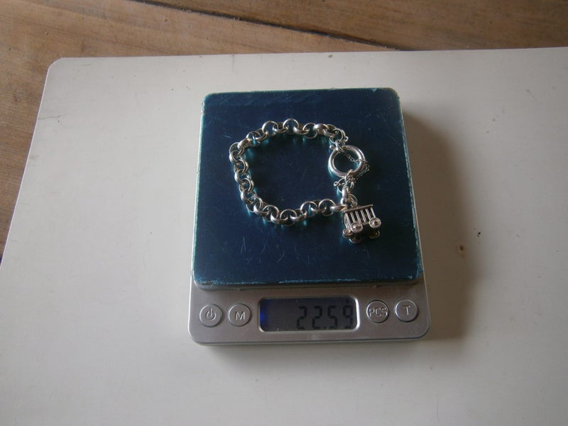 STG SILVER BELCHER CHAIN BRACELET + LION IN CARRIAGE CHARM (22.5gms) Carousel 8