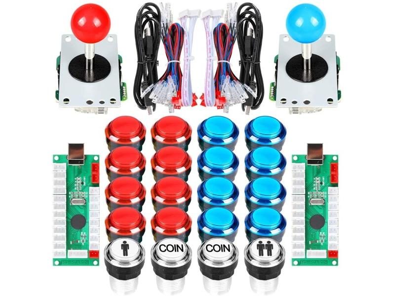 2 Player Arcade DIY Kit USB Encoder To PC Joystick Games 5V LED Lit Push Carousel 1