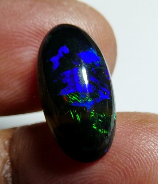 $1RE 3.52CT Buy Now $2150 OVAL RAINBOW FLASHING 100% NATURAL BLACK OPAL Carousel 1