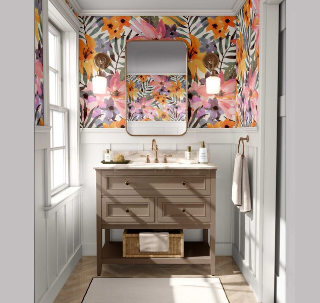 S4Sassy Decorative Wall Covering, Tropical Floral Pattern Paper for Laundry Room Carousel 2