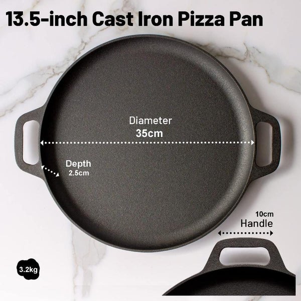 Hod Health & Home 13.5" 35Cm Pre Seasoned Cast Iron Pizza Baking Pan Cooking Gri Carousel 2