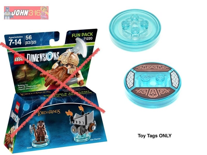 AWESOME LEGO DIMENSIONS TOY TAGS - LORD OF THE RINGS - GIMLI Carousel 1