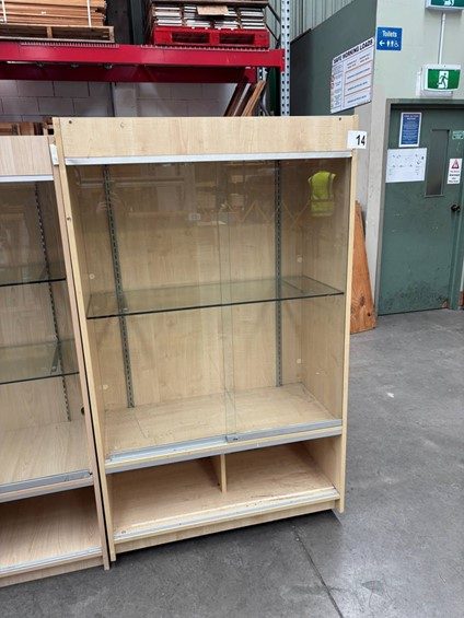 22474 - Mobile Wooden Display Case with Sliding Doors - Used Carousel 1