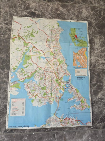 Vintage 1980's Auckland North Shore New Zeland Mini Map Ltd Carousel 1