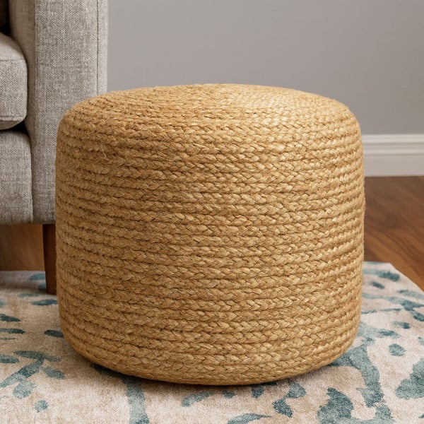 Handmade Natural Jute Pouf Ottoman Carousel 1