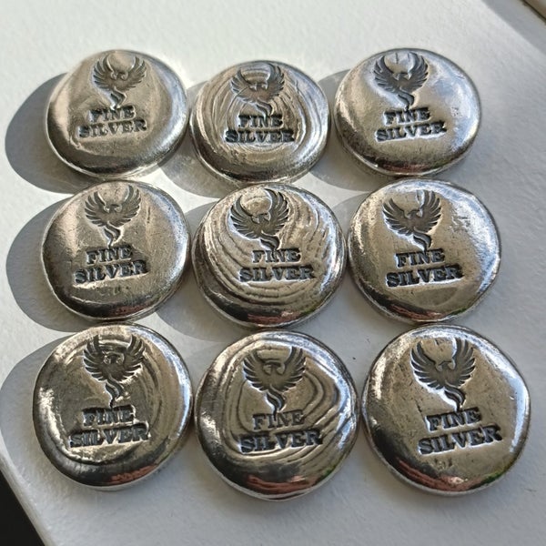 DEALS4DOLLARS - PURE 999 FINE SILVER, HAND POURED PHOENIX ROUNDS. ANTIQUED Carousel 1