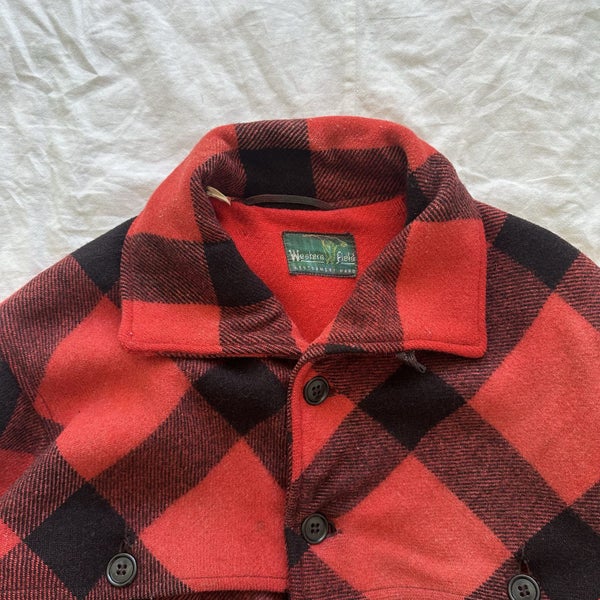 Vintage 1950s Montgomery Ward Western Field Mackinaw Wool Checkerd Jacket63617458760962113