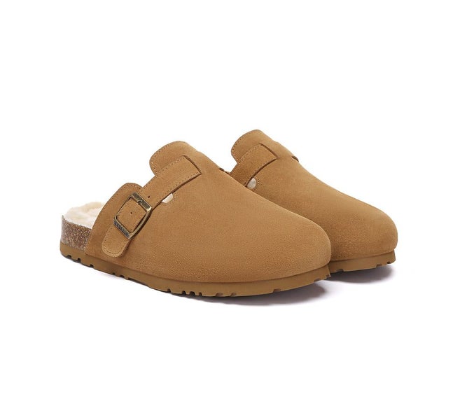 EVERAU(R) UGG Slippers Sheepskin Wool Adjustable Strap Clog Hazco Carousel 1