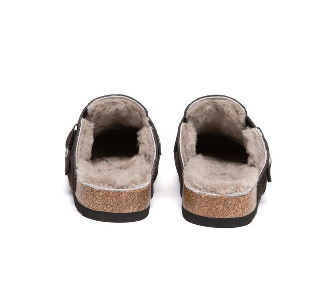 EVERAU(R) UGG Slippers Sheepskin Wool Adjustable Strap Clog Hazco Carousel 17