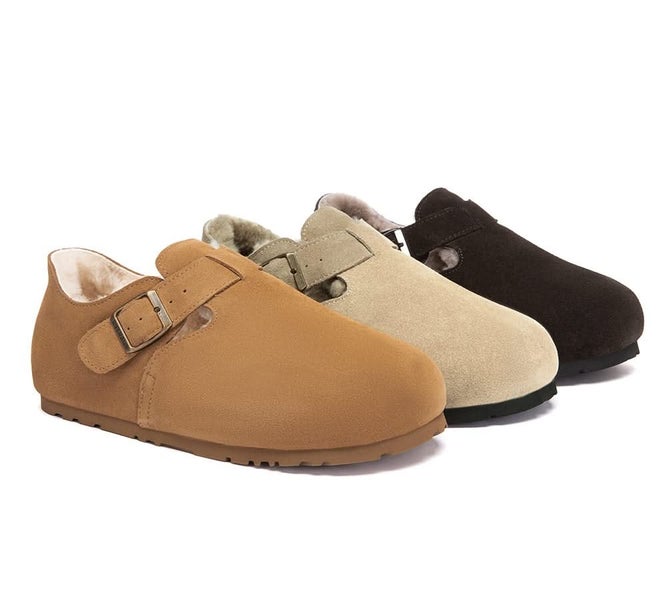 EVERAU(R) UGG Slippers Sheepskin Wool Adjustable Strap Clog Hazora Carousel 2