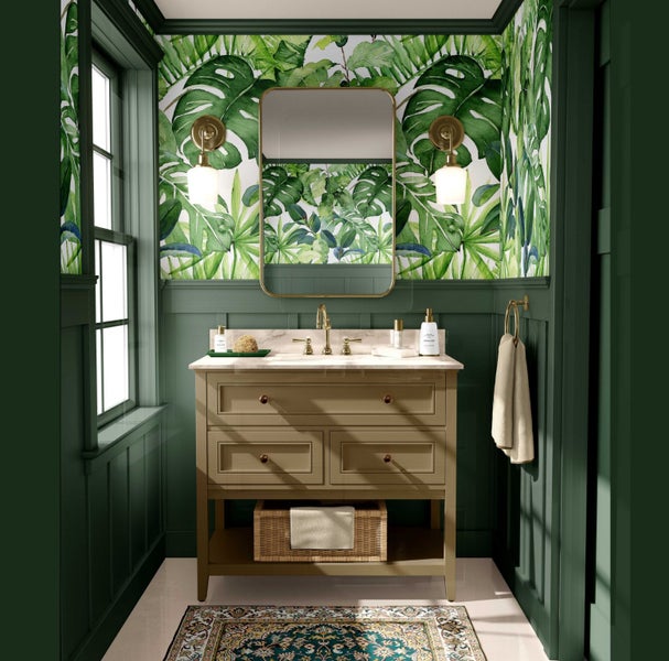 S4Sassy Removable Wallcovering, Tropical Leaf Design paper For shop wall Carousel 2