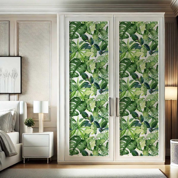 S4Sassy Removable Wallcovering, Tropical Leaf Design paper For shop wall Carousel 9