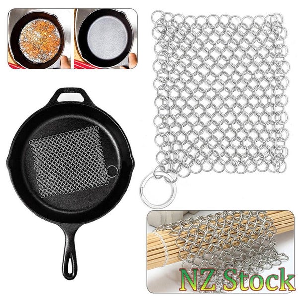 Cast Iron Stainless Steel Cleaner Chainmail Scrubber Kitchen Tool Home Cookware Carousel 1