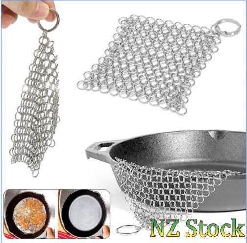 Cast Iron Stainless Steel Cleaner Chainmail Scrubber Kitchen Tool Home Cookware Carousel 2