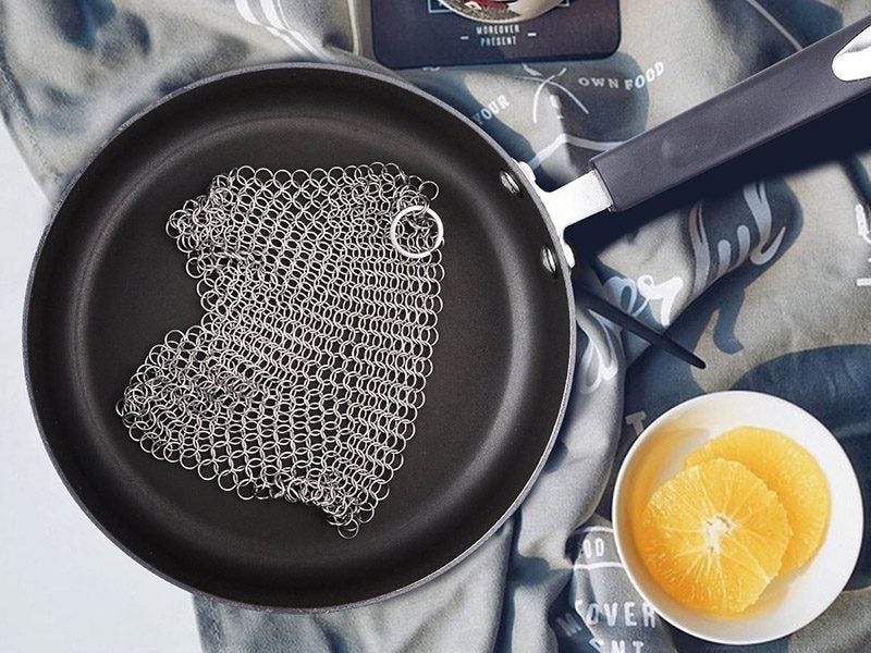 Cast Iron Stainless Steel Cleaner Chainmail Scrubber Kitchen Tool Home Cookware Carousel 8