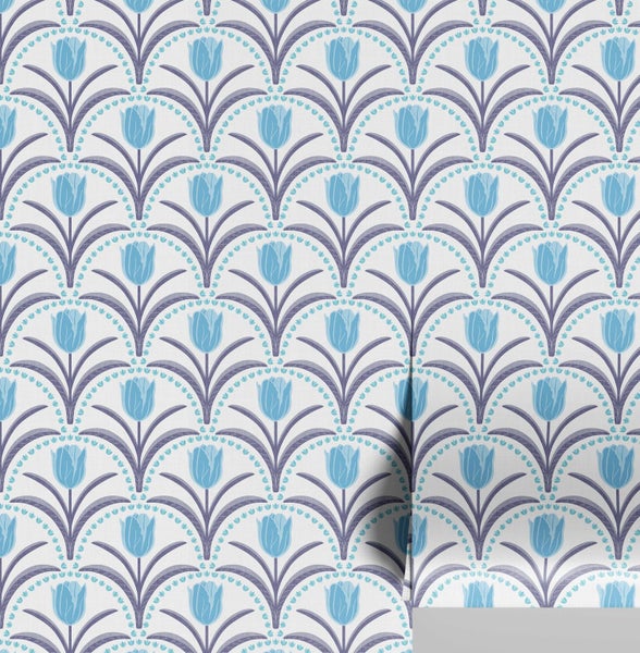 S4Sassy Peel & Stick Vinyl paper, Chic Tulip Arch Print Paper for Drawer lining Carousel 1