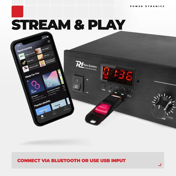 100V Mixer-Amplifier with BT and media player 25W Carousel 14