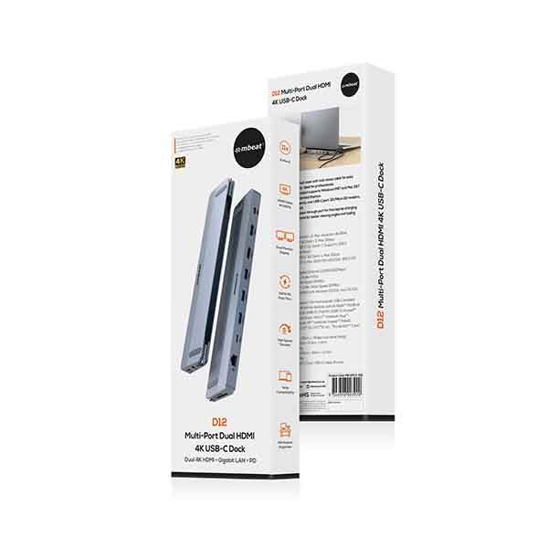 Mbeat D12 Multi Port Dual Hdmi 4K Usb C Dock Dual 4K 60Hz Hdmi Output Carousel 4