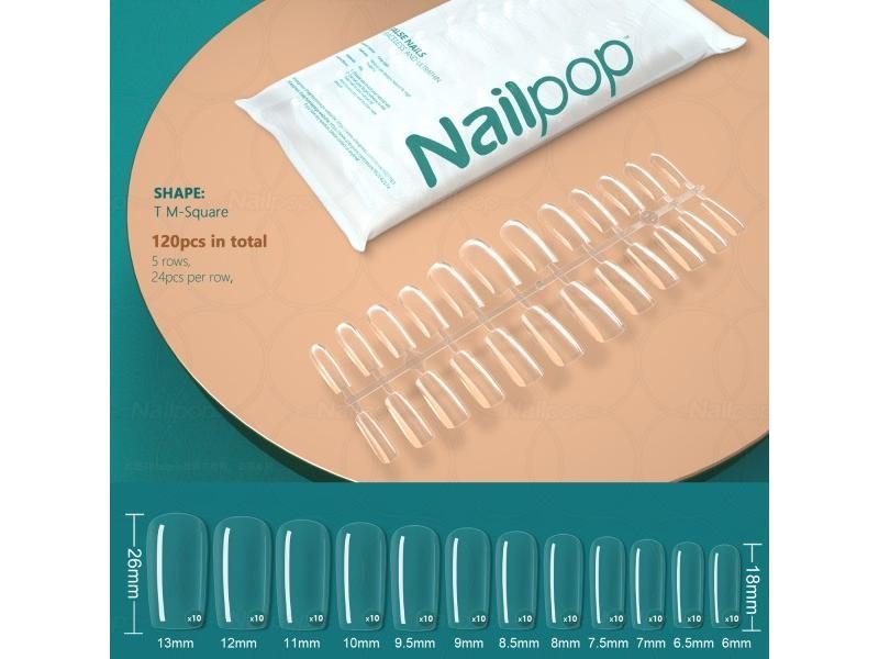 NAILPOP 120pcs False Nails Acrylic Press On Nails Coffin Artificial Nails Clear Carousel 1