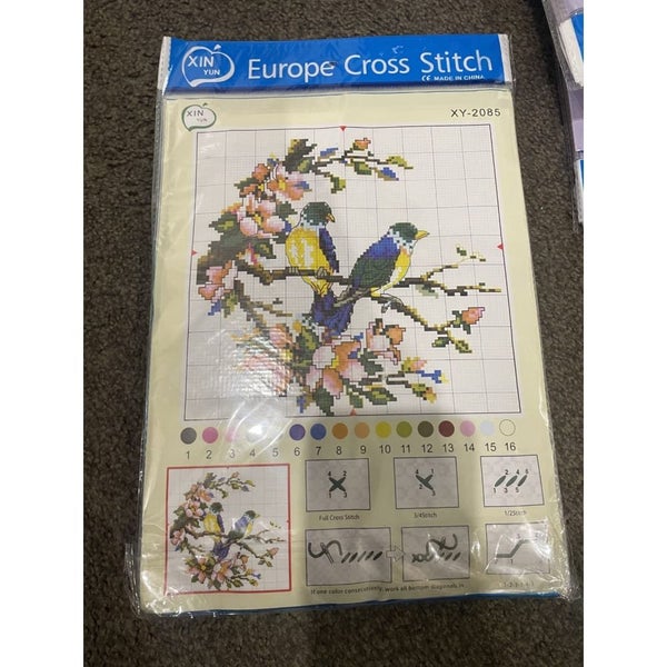 Birds & Blossoms Full Cross Stitch Kit - A4 Size Carousel 1
