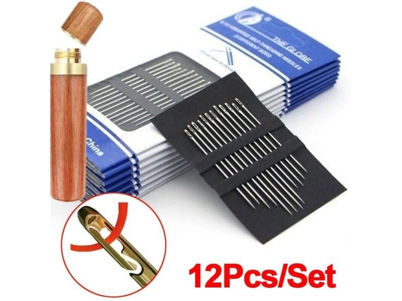 12/60Pcs Blind Needle Elderly Needle-side Hole Hand Household Sewing Stainless Carousel 1
