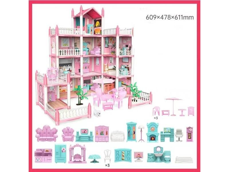Dollhouse Princess Diy Kit For Children's Bb House Building With Miniature Carousel 1