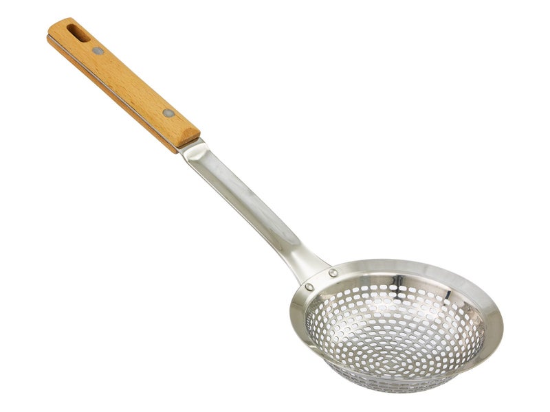 12cm Heavy Duty Stainless Steel Skimmer Strainer with Wooden Handle Carousel 1