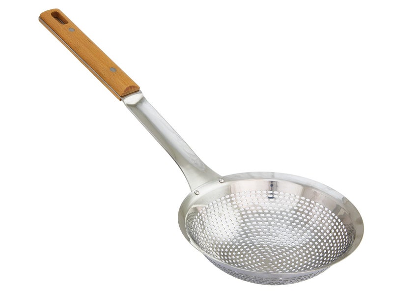 18cm Heavy Duty Stainless Steel Skimmer Strainer with Wooden Handle Carousel 1