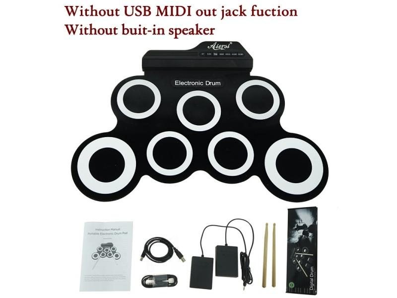 Roll Up Set Silicone 7 Pads Electronic Drum Sets With Sustain Pedal Hand Carousel 1