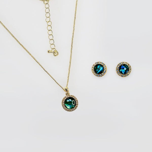 Gold Paua Jewellery Set - 'Round Crystal' Carousel 1