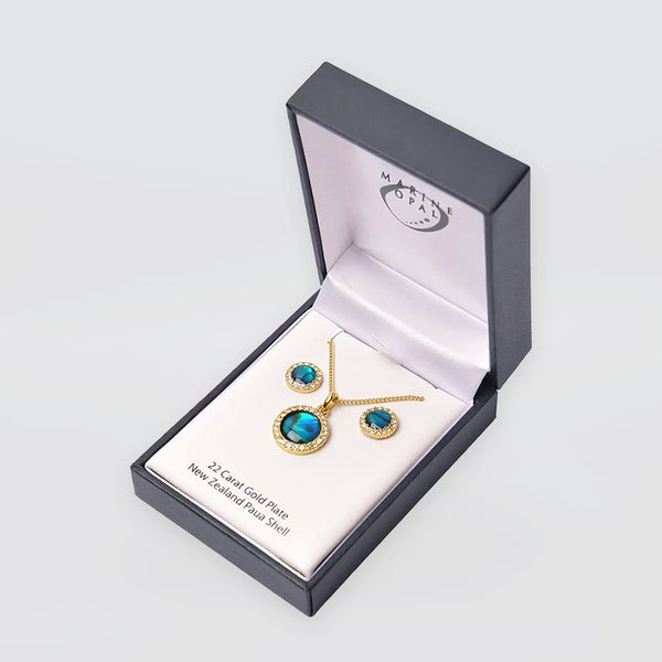 Gold Paua Jewellery Set - 'Round Crystal' Carousel 2