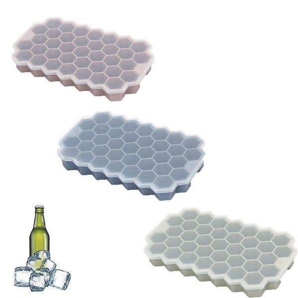 3 Pcs Ice Cube Trays Honeycomb Shaped with Lid for Cocktail Carousel 1
