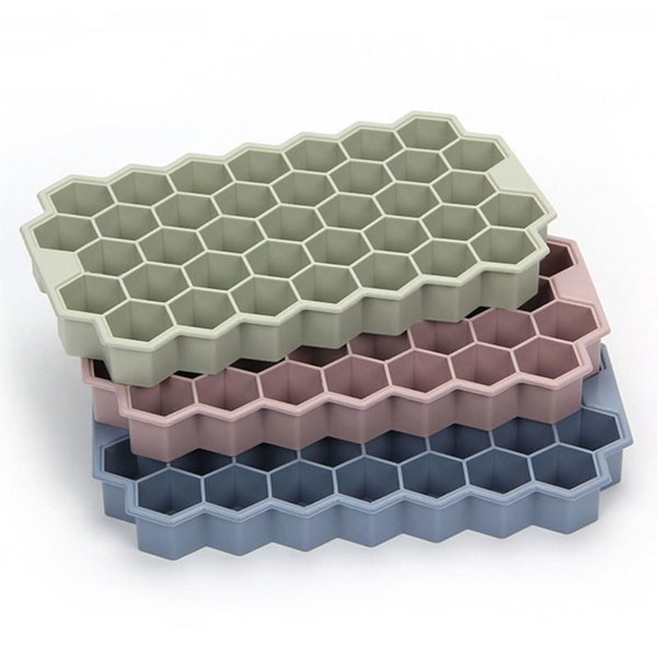 3 Pcs Ice Cube Trays Honeycomb Shaped with Lid for Cocktail Carousel 3