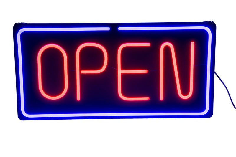 OPEN - LED Graphic Neon Tube Shop Sign - 60cm x 30cm Carousel 1