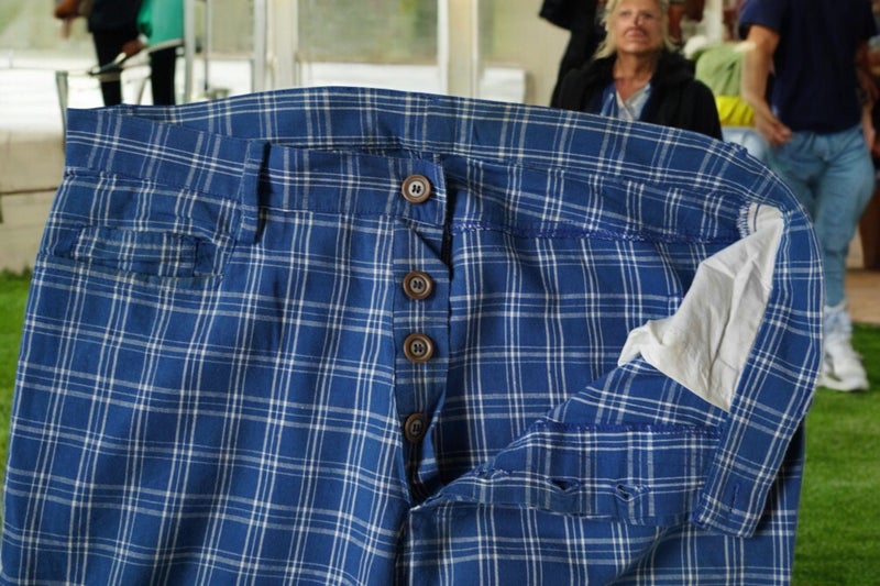 Retro Blue Chequered Golf Style pants63616193273987114