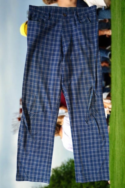 Retro Blue Chequered Golf Style pants63616193273987116