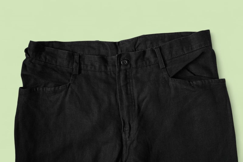 Mens Hand-Tailored Black Linen Pants63616193280258113