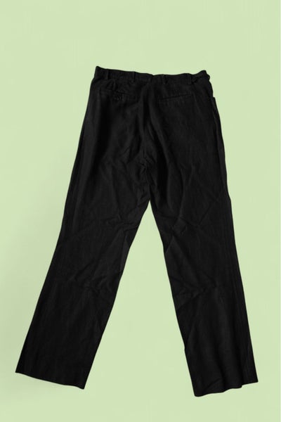 Mens Hand-Tailored Black Linen Pants63616193280258112
