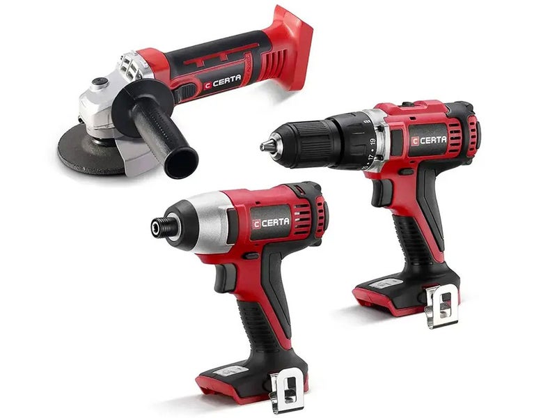 20V Cordless Drill, Impact Driver & Angle Grinder with Battery & Rapid Charger Carousel 1
