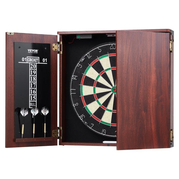 Dartboard And Cabinet Set Official Size Complete Accessory Steel Tip Dart Carousel 11