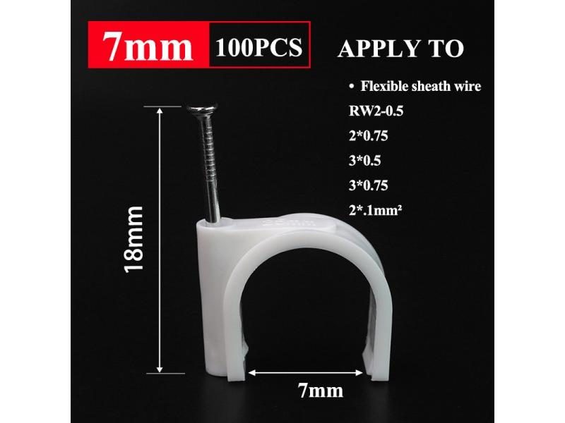 100PCS Round Cable Wire Clips 4-10mm For Cable Management Carousel 1