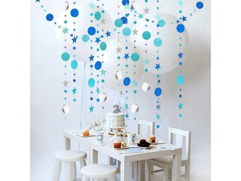 4m Mirror Paper Star Round Garland Flash Banner Happy Birthday Decoration Adult Carousel 1