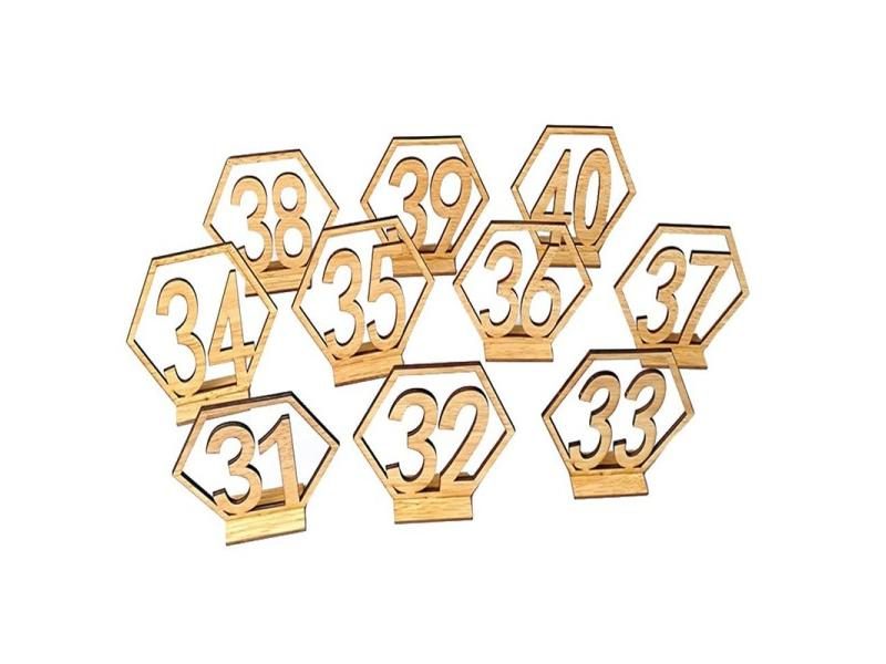Wooden Table Numbers Hexagon With Holder Base For Wedding Events Supplies Carousel 1