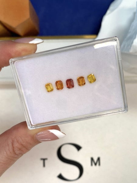 $1 RES ~ $3000 Buy Now * 2.04ct Autumnal Sapphire Emerald Cut Layout Carousel 1