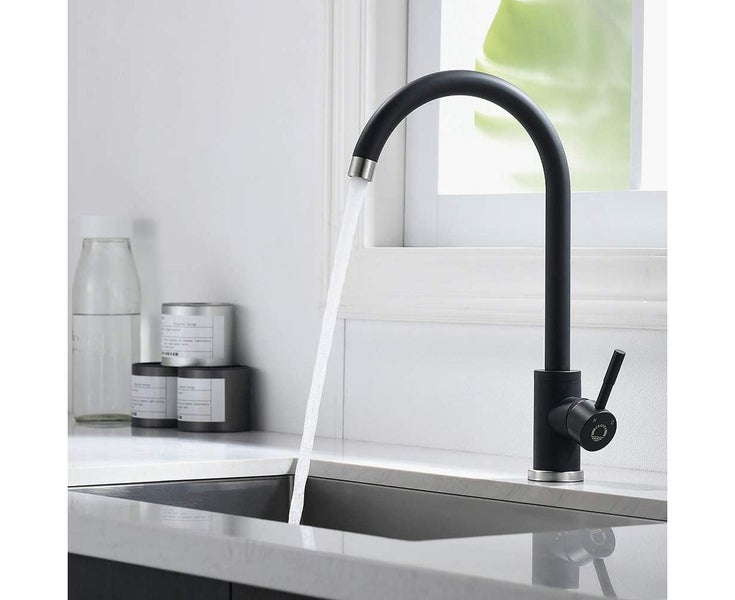 Black Kitchen Faucet, Single Handle High Arc Sink Faucet, Swivel 360 Degree S Carousel 1
