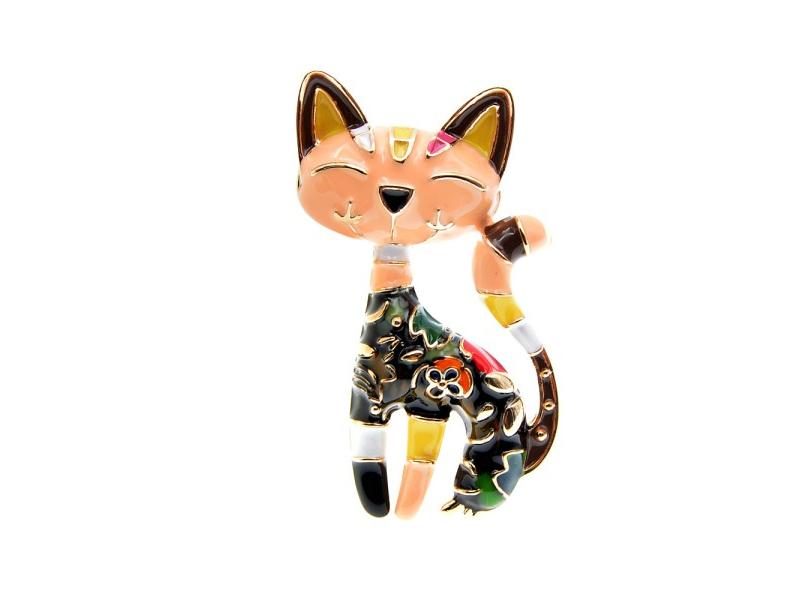 CINDY XIANG Cute Enamel Paint Cat Brooch Pin Animal Design Fashion Jewelry 2 Carousel 1