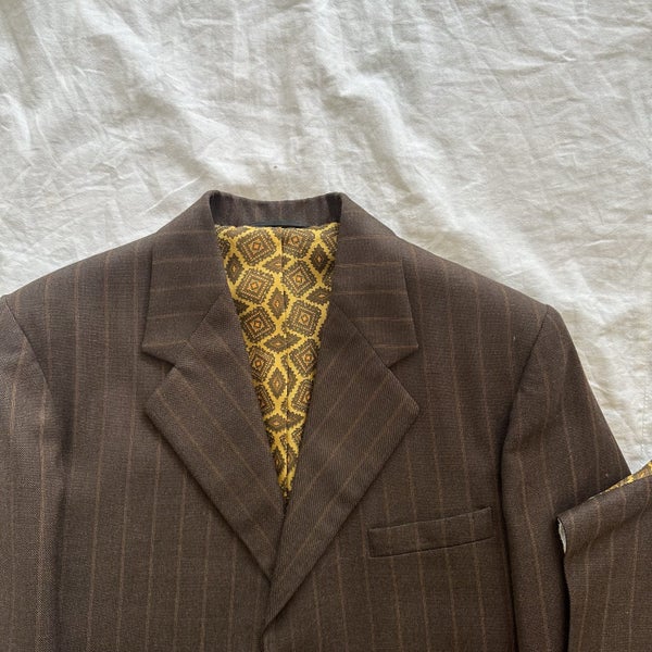Vintage 1950s Bespoke Tailor Made Pure Wool Striped Three Piece Suit Carousel 2