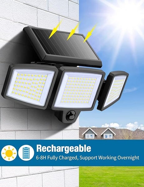3 Head PIR Motion Sensor Solar Security Light Carousel 8