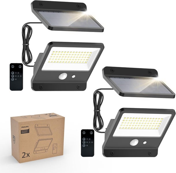 2 Pack Philips Solar Outdoor Security Flood Lights w/ Remotes Carousel 1