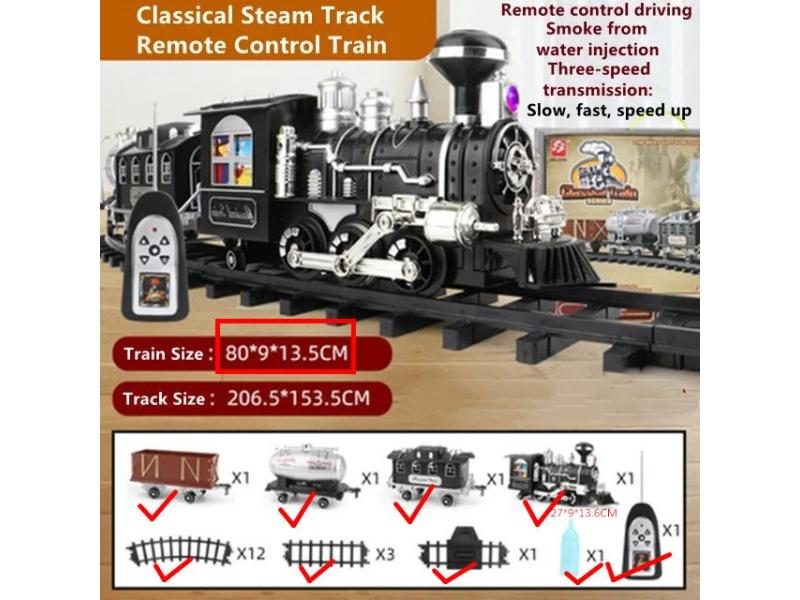 2.4G RC Train Railway Toys Simulation Smoking Track Programming DIY Classical Carousel 1